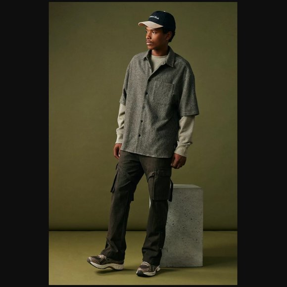 Standard Cloth Cotton Chocolate Herringbone Twill Flared Cargo Pant men XL orXXL - Picture 2 of 15